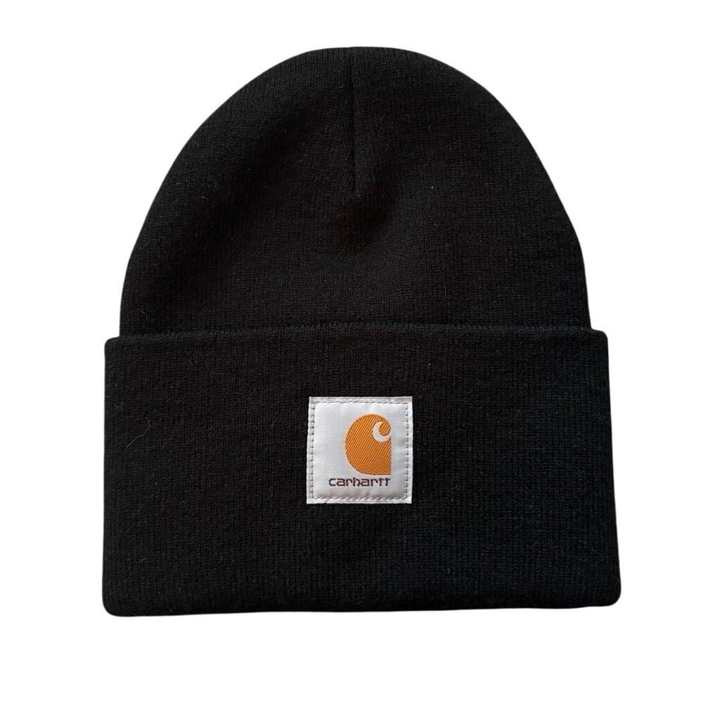 Carhartt Black Knit Cuffed Beanie Workwear Streetwear Essential 🖤🧡